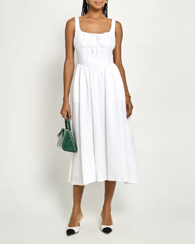 Midi dresses with fringe details for a fun and energetic style Chiara Linen Dress