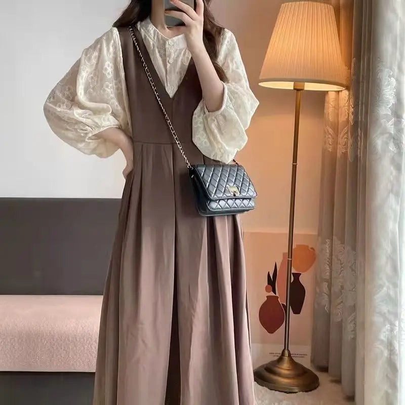 Everyday Boho - style Dress with Fringe​ Leisure  French Vintage V-neck Strap Dresses