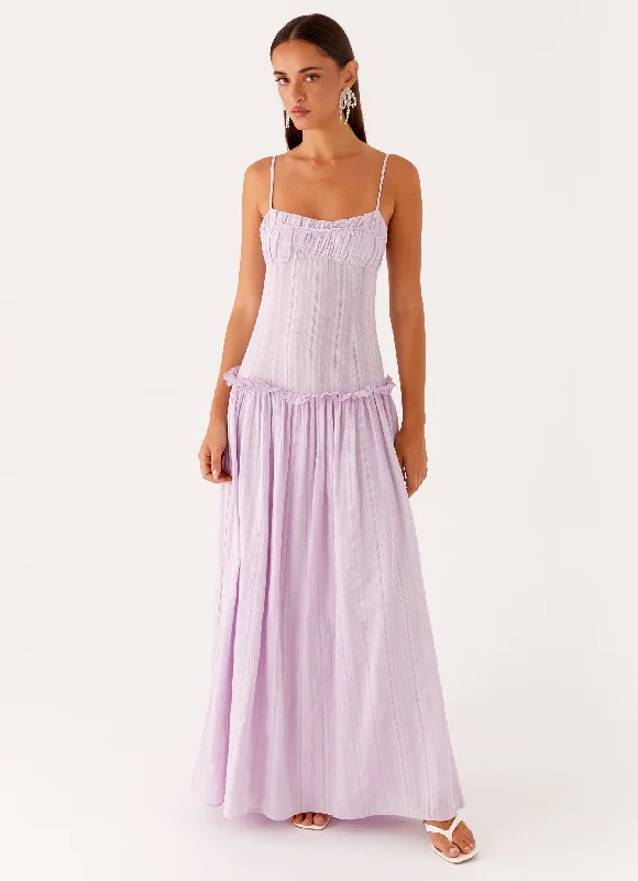 Everyday Dress with Kimono - style Sleeves for an Exotic Look Jacinda Drop Waist Maxi Dress - Lavender Everyday Dress with Kimono - style Sleeves for an Exotic Look Jacinda Drop Waist Maxi Dress - Lavender