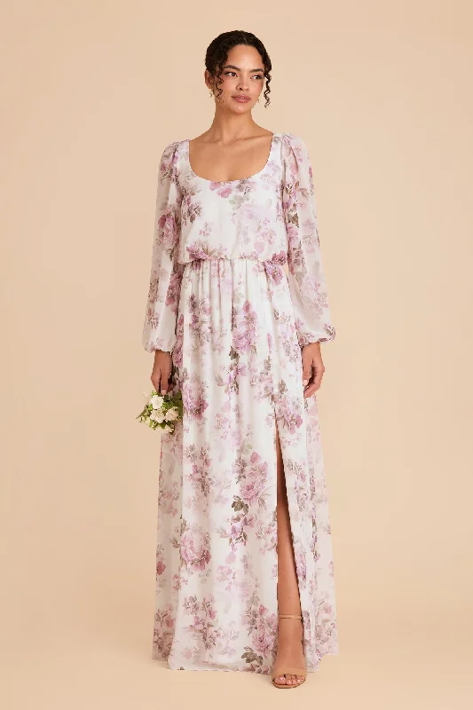 Maternity dress for a baby's first visit to the concert Eloise Chiffon Dress - Dusty Pink Peonies Maternity dress for a baby's first visit to the concert Eloise Chiffon Dress - Dusty Pink Peonies