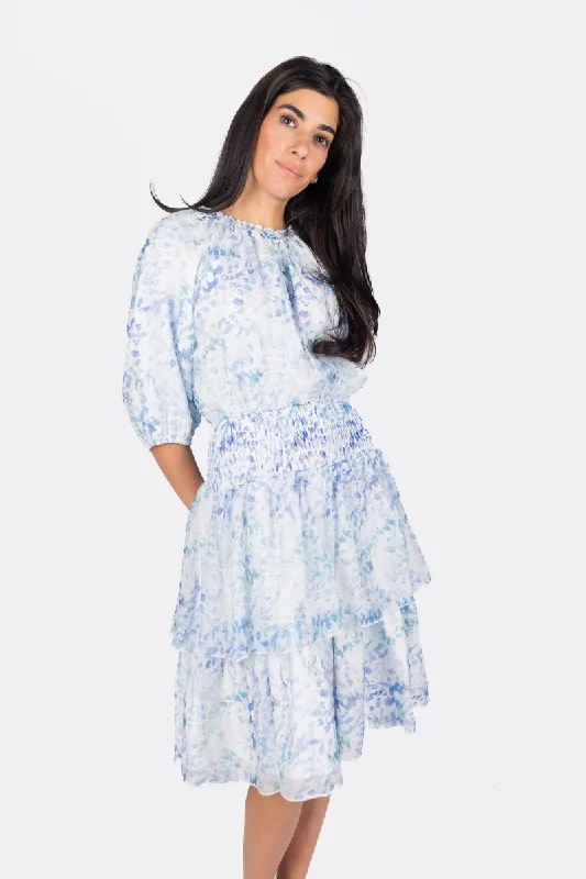  ZENA DRESS SHORT SLEEVE 39" (BLUE/MULTI)