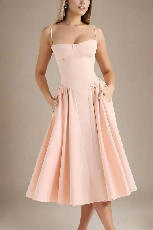  Everly Bodycon Day Midi Dress - Peach