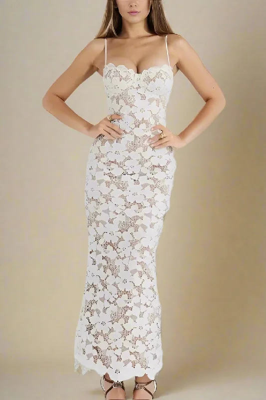 Everyday Dress with Camouflage Print for a Bold Statement​ Honor Bodycon Maxi Dress - White Pearl