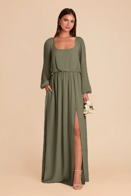 Maternity dress for a fall harvest festival Eloise Chiffon Dress - Thyme