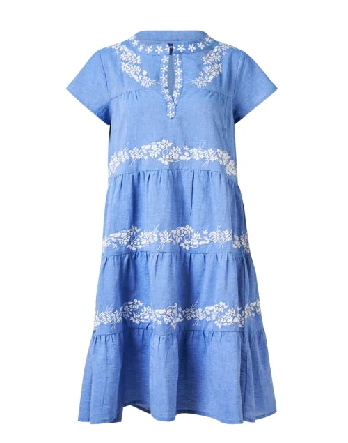  Isabel Blue Chambray Embroidered Dress