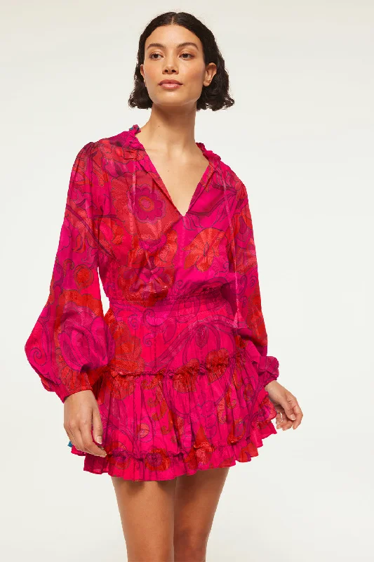 Mini dresses with V - necklines for a flattering shape LORENA DRESS