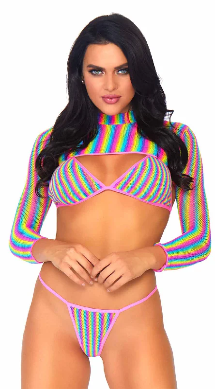 cheeky panty women bra and panty sets for a flirty style3 PC Rainbow fishnet bikini set cheeky panty women bra and panty sets for a flirty style3 PC Rainbow fishnet bikini set