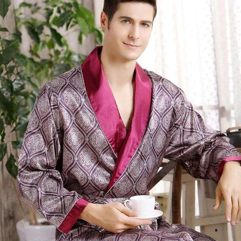 Beautiful Red Men Satin Bath Kimono