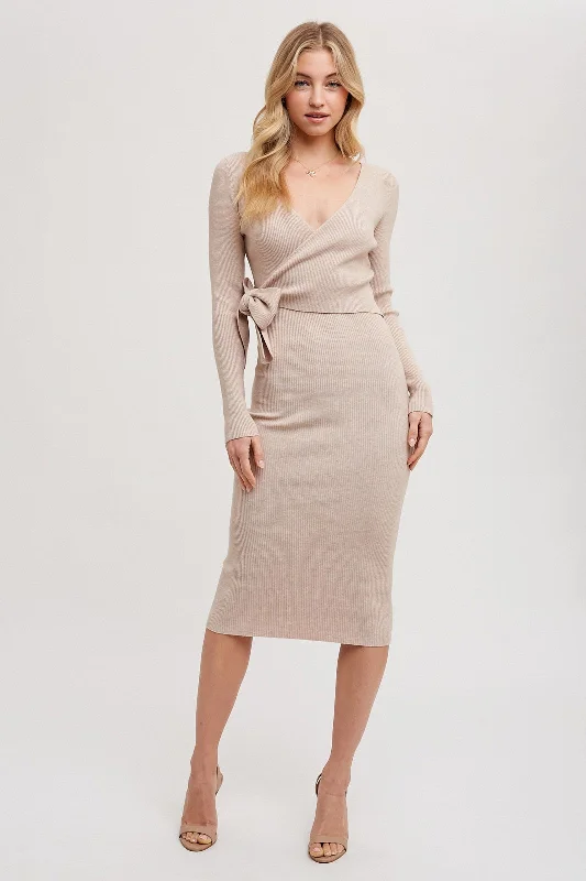 nursing bra for working momsBeige Long Sleeve Fitted Dress