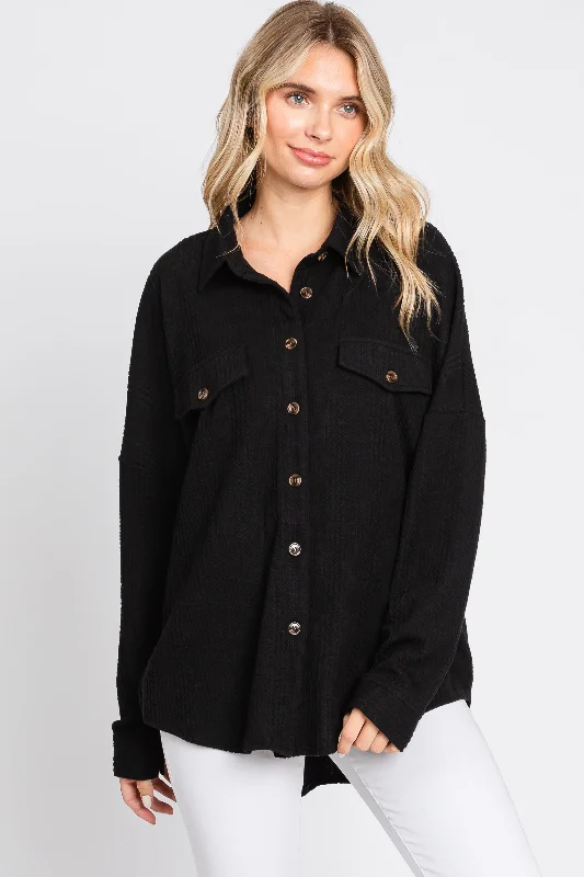 wireless women nursing bra for a natural feelBlack Textured Button Front Collared Top wireless women nursing bra for a natural feelBlack Textured Button Front Collared Top