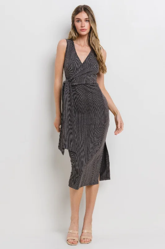 maternity and nursing combined women nursing braCharcoal Ribbed Wrap Midi Dress