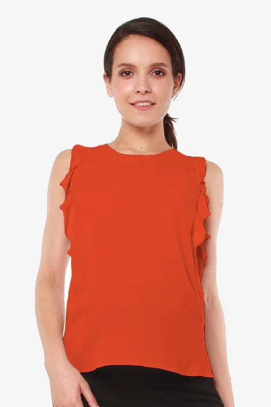 wireless breathable women nursing braWoven Flutter Sleeve Clarity Nursing Top Autumn Orange wireless breathable women nursing braWoven Flutter Sleeve Clarity Nursing Top Autumn Orange
