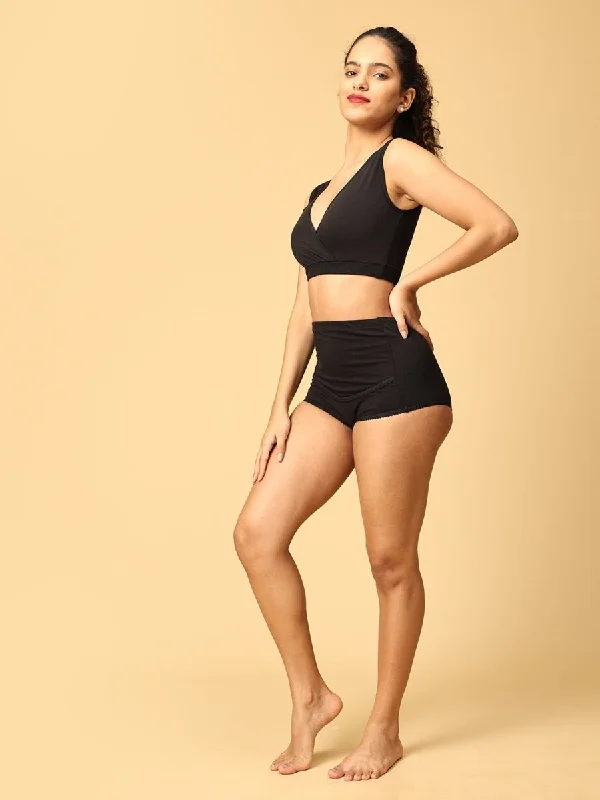 breathable fabric women nursing braCombo Of Maternity Nursing Sleep Bra and Overbelly Support Panties -Black breathable fabric women nursing braCombo Of Maternity Nursing Sleep Bra and Overbelly Support Panties -Black