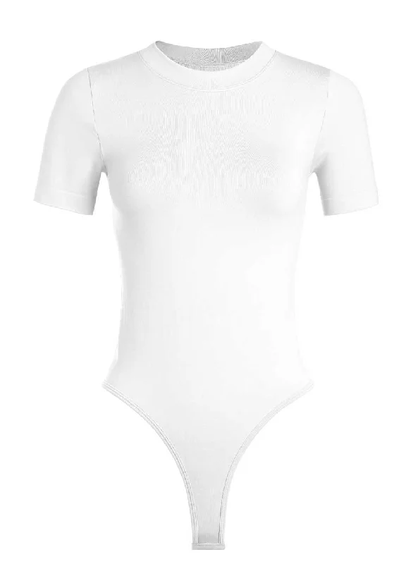 D.F. Women's Short Sleeve Smooth Bodysuit - White