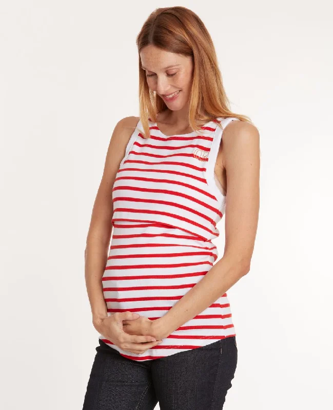 Pregnancy and nursing tank top Carnac white/coral