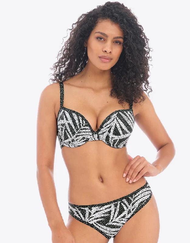 Freya Gemini Palm Moulded Plunge Bikini Top Monochrome