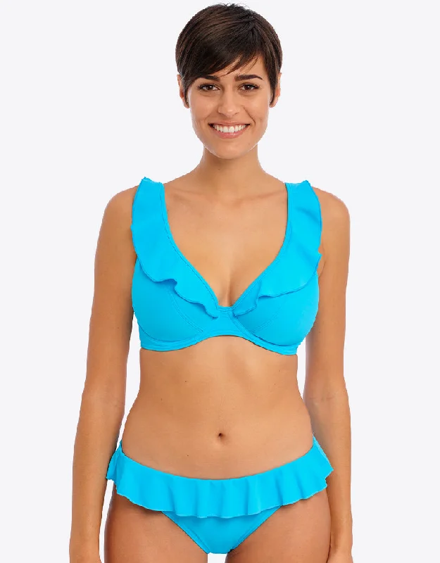 Freya Jewel Cove High Apex Plunge Bikini Top Plain Turquoise