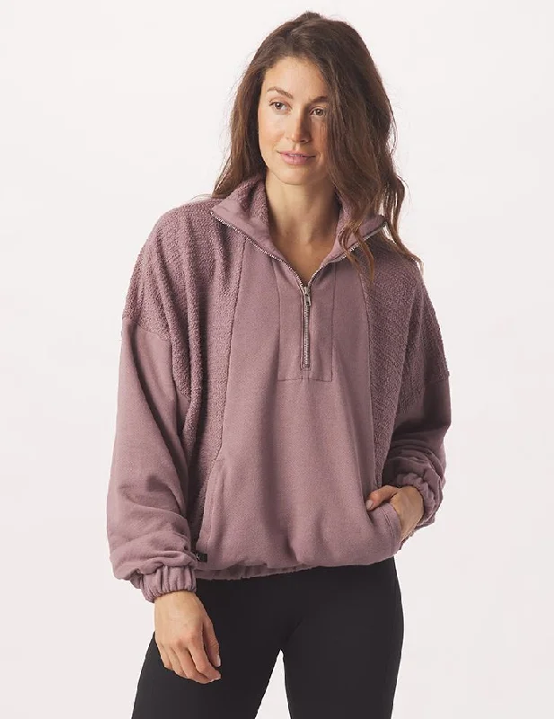 Glyder Women's Complex Quarter Zip Pullover Jacket - Lavender Bark Brown