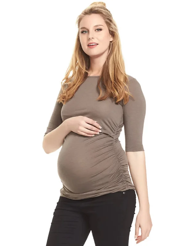 Honor 3/4 Sleeve Maternity & Nursing Top - Khaki