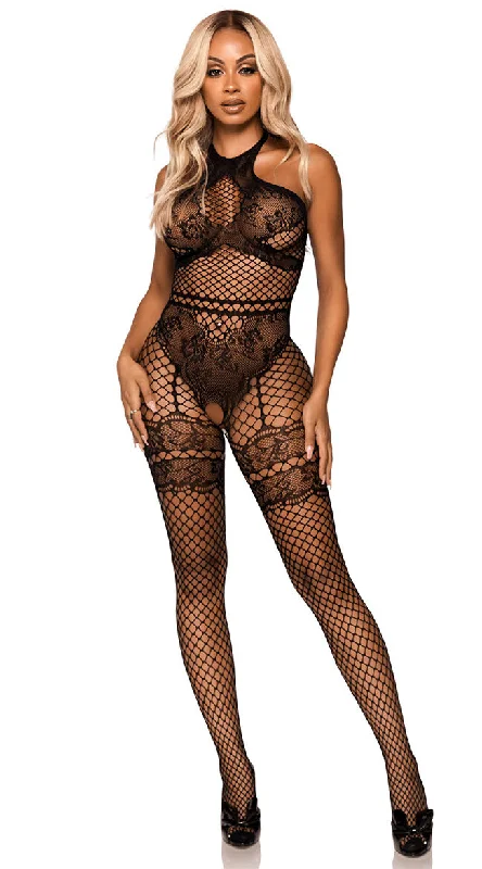 Illusion Fishnet and Lace Bodystocking