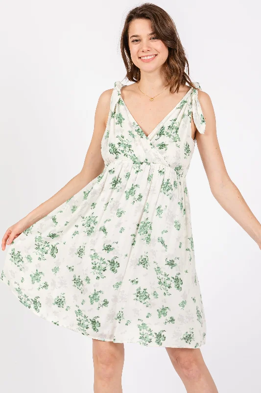 convertible women nursing bra with different stylesIvory Green Floral Knotted Wrap V-Neck Dress convertible women nursing bra with different stylesIvory Green Floral Knotted Wrap V-Neck Dress