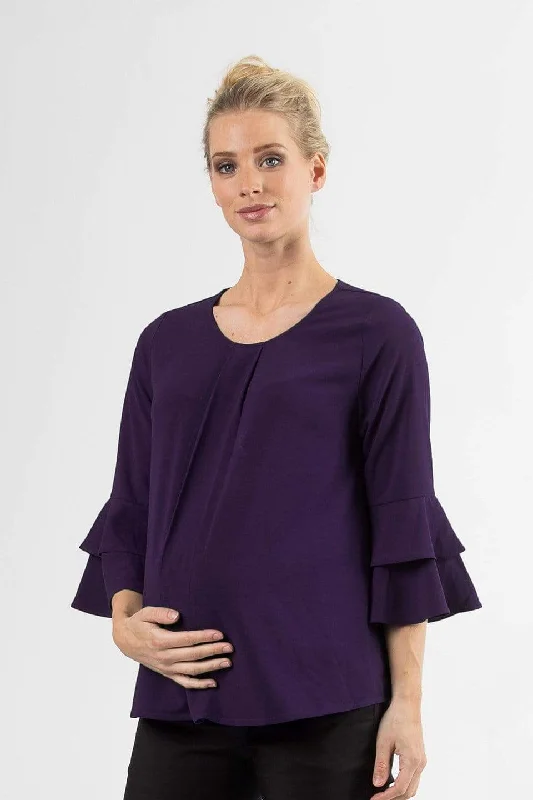 anti - bacteria odor resistant women nursing braLong Flounce Sleeves Coreene Nursing Top Eggplant anti - bacteria odor resistant women nursing braLong Flounce Sleeves Coreene Nursing Top Eggplant