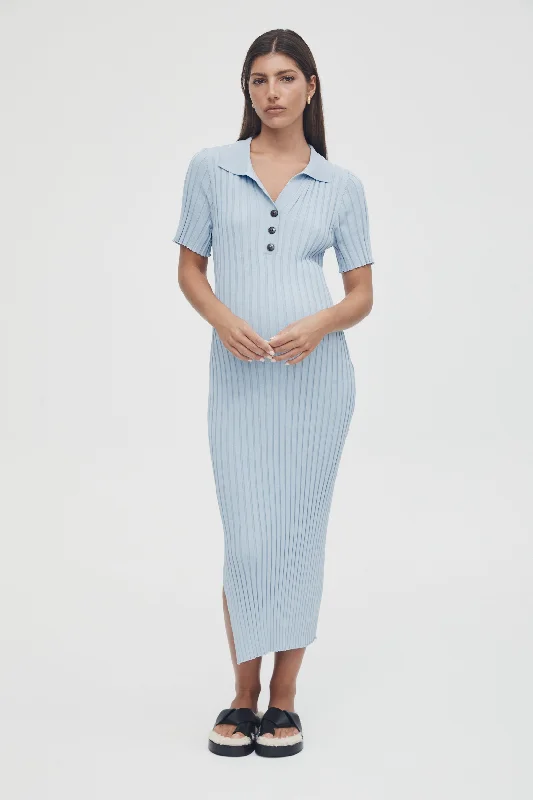 front closure women nursing braLuxe Polo Dress (Sky Blue)