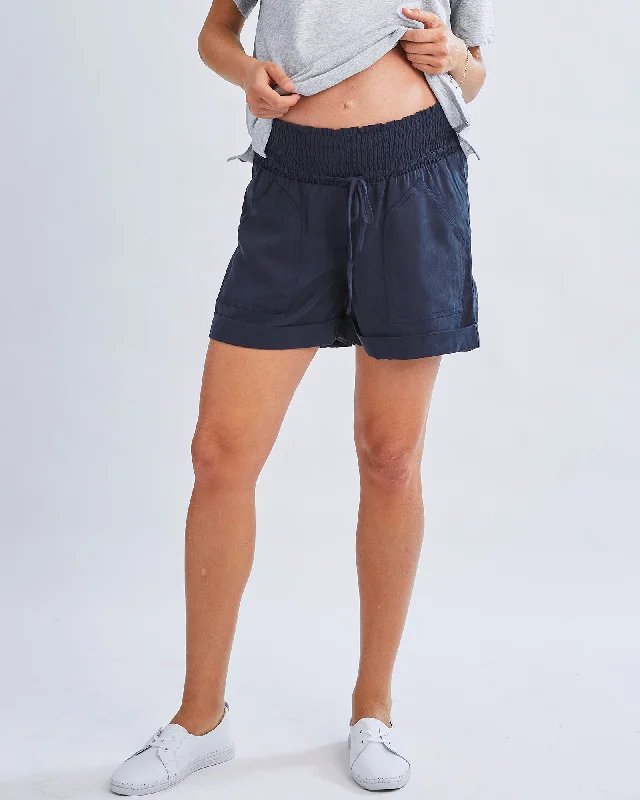 seamless women nursing bra for comfortMaternity Denim Tencel  Shorts In Navy & Black