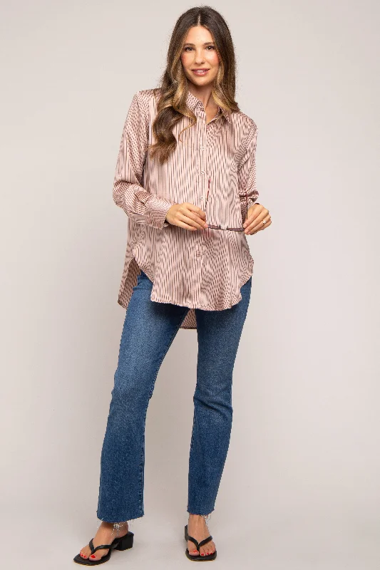 coordinating women nursing bra with maternity wearMauve Striped Satin Maternity Button Up Top coordinating women nursing bra with maternity wearMauve Striped Satin Maternity Button Up Top