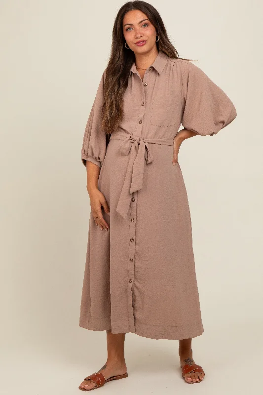 eco - friendly material women nursing braMocha Button Down Maternity Shirt Dress