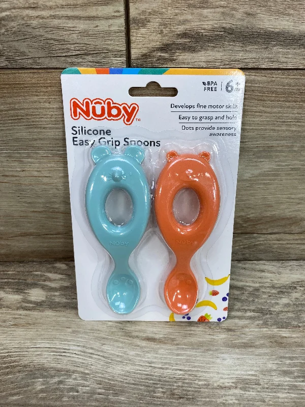 NEW Nuby 2Pk Silicone Easy Grip Spoons