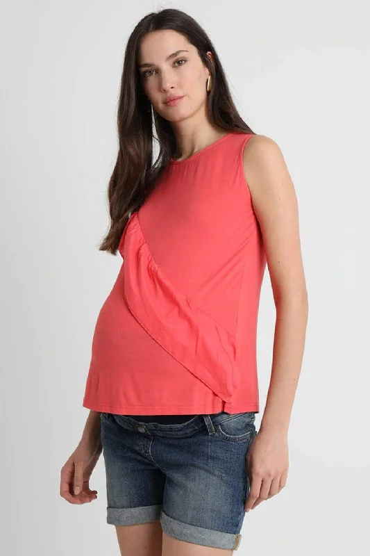 anti - bacteria women nursing braSleeveless Caliana Frills Nursing Top Tulip