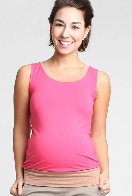 anti - bacteria women nursing braCasey Sleeveless Contrast Bamboo Fuchsia