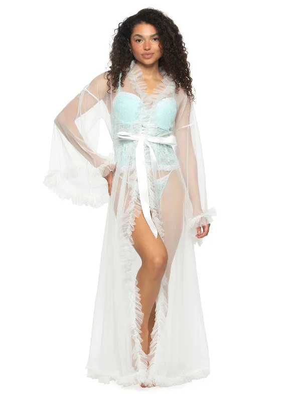high cut women lingerie for a leg - lengthening effectVeil Tulle Ruffle Peignoir Robe high cut women lingerie for a leg - lengthening effectVeil Tulle Ruffle Peignoir Robe