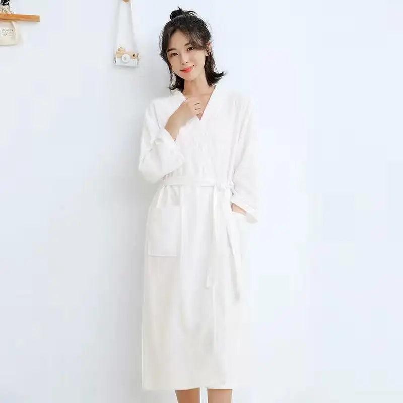 Women White Kimono Bath Gown