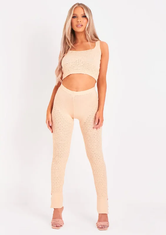 Alma Beige Fine Knit Leggings