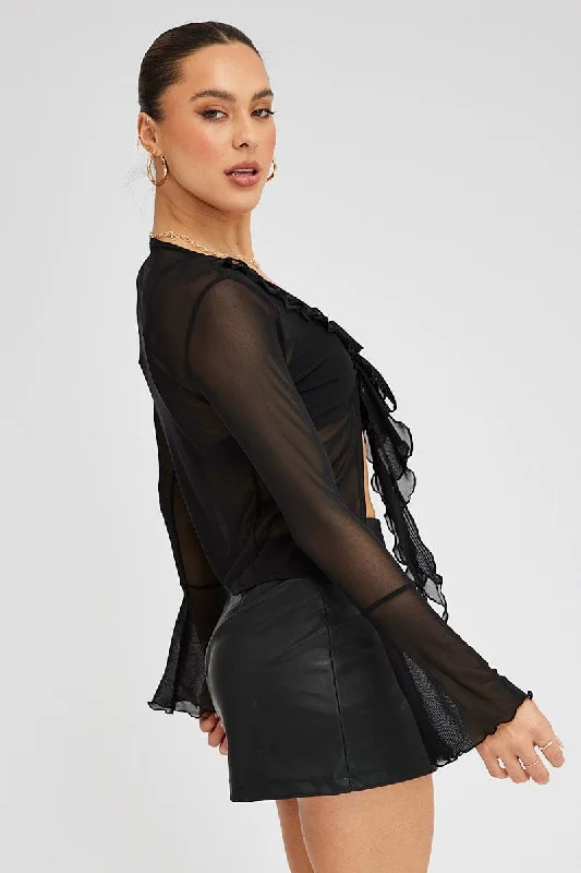 cable knit women cardigan with intricate patternsBlack Mesh Cardigan Long Sleeve