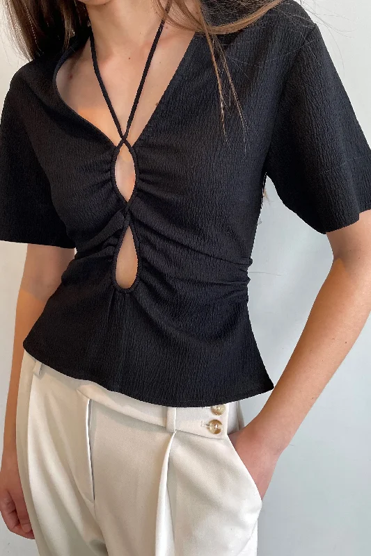 floral print women cardigan for a feminine touchFRONT CUTOUT TOP