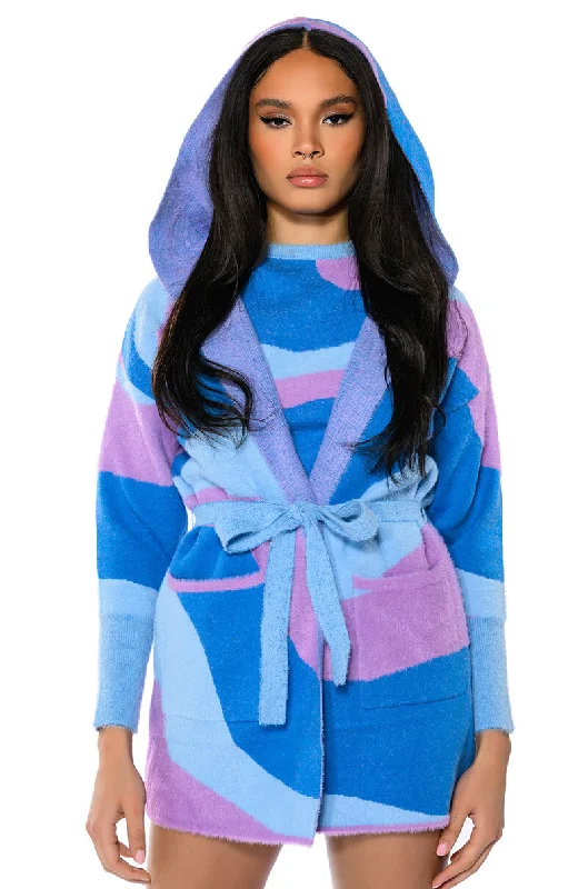 plus size women cardigan for comfortable layeringFAR OUT TIE CARDIGAN