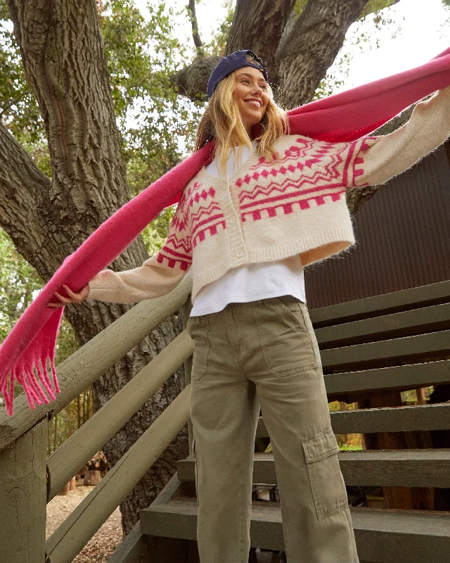 color block women cardigan with bold huesFreddie Fair Isle Cardigan
