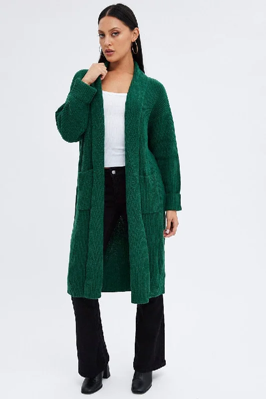 sequin embellished women cardigan for special occasionsGreen Longline Cardigan