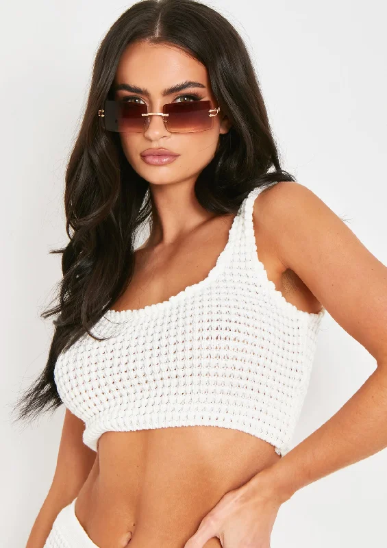 Laurel Ivory Crochet Knit Crop Top