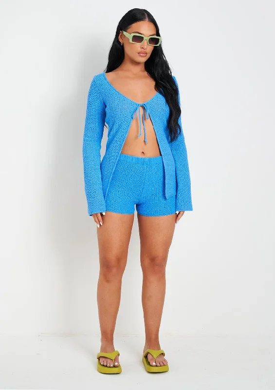 Melody Blue Crochet Knit Cardi