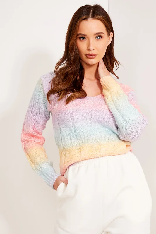 Multi V Neck Knit Jumper