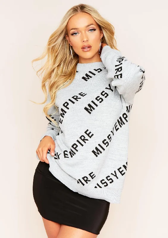 oversized women cardigan for a trendy and cozy lookPalacida Grey Missy Empire Slogan Knitted Jumper oversized women cardigan for a trendy and cozy lookPalacida Grey Missy Empire Slogan Knitted Jumper