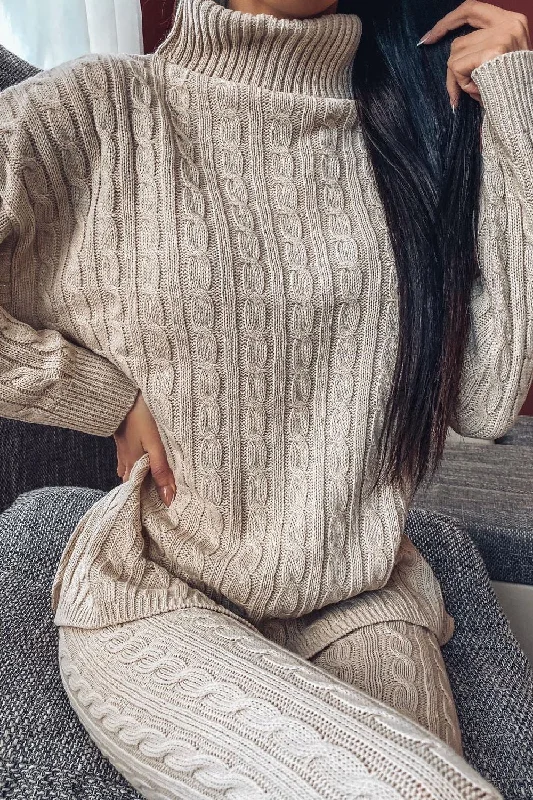 machine washable women cardigan for easy careStone Cable Knit Co-Ord