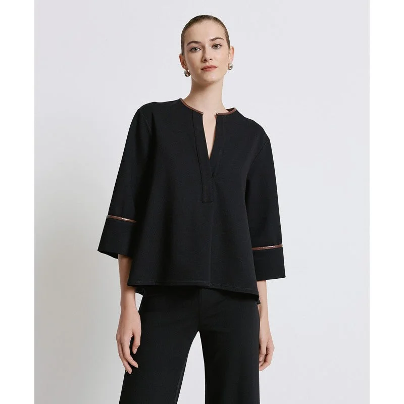 Access Fashion Black Blouse With V Neck