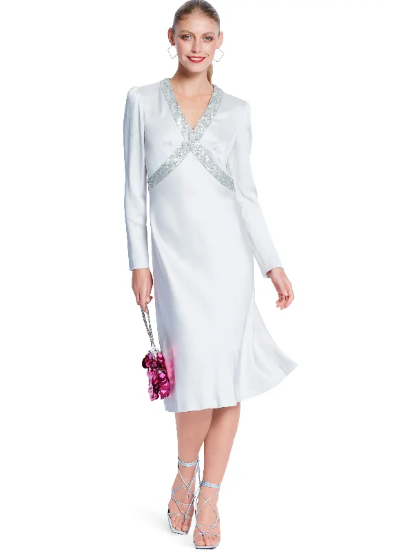 Printed Abstract Women Dress for a Modern and Artistic AppealBurda Dress 5838