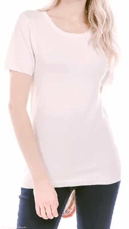 Clara Scoop neck Short Sleeve Knit Sweater (4 COLORWAYS)