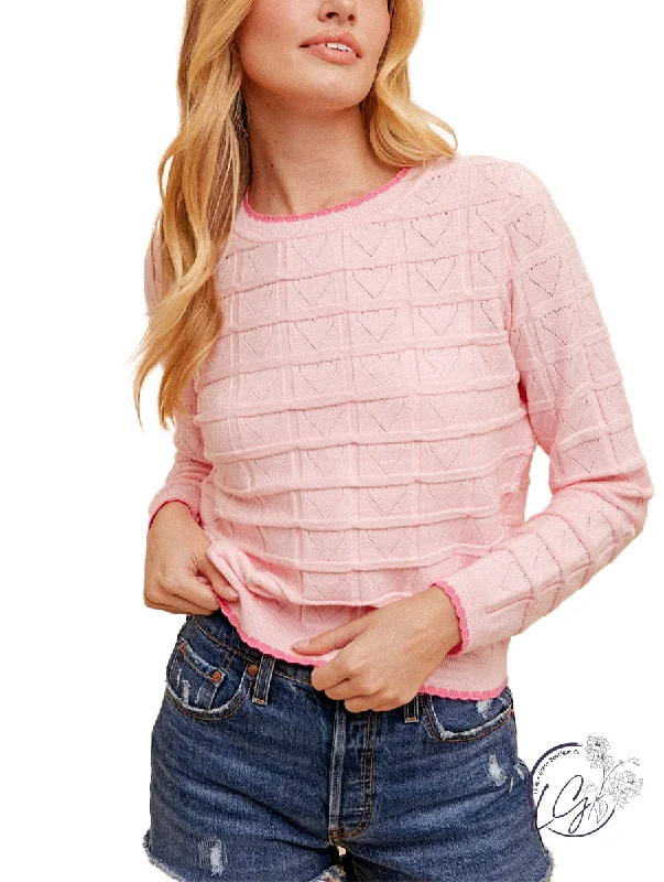 Women's Fuzzy Mohair - Blend Sweater in Light Pink for a Soft and Cozy FeelSweetheart Knit Sweater Women's Fuzzy Mohair - Blend Sweater in Light Pink for a Soft and Cozy FeelSweetheart Knit Sweater